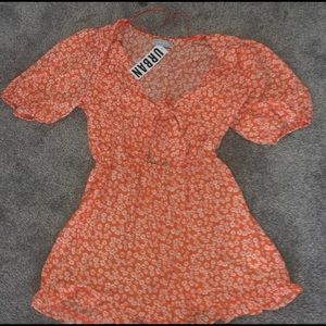 Urban Outfitters Orange Floral Knot Romper